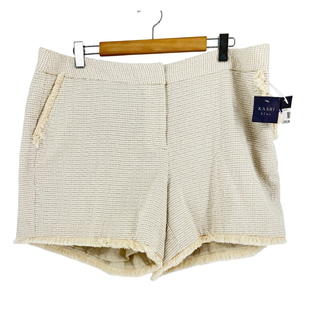 Women's New Tweed Fringe Shorts Tan White Capsule East Coast Womens 16W Plus